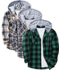 ZITY Herre Skjorte Flannel Hoodie Langærmet 3-Pak