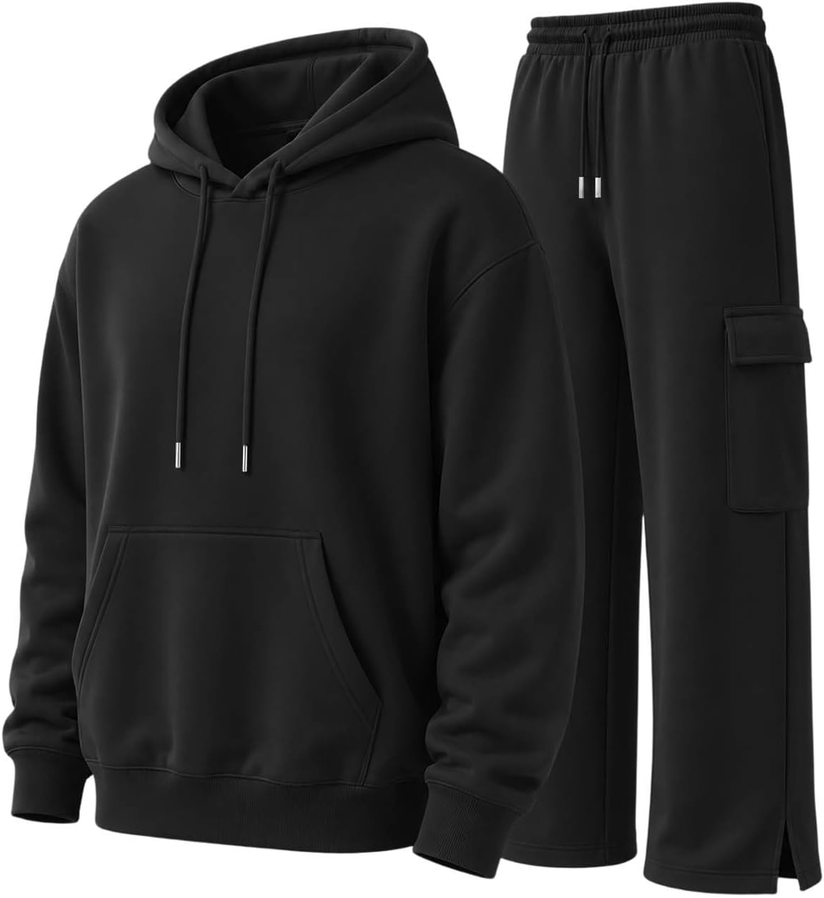 Herre Træningssæt Pullover Hættetrøje Cargo Sweatpants 2-Delt