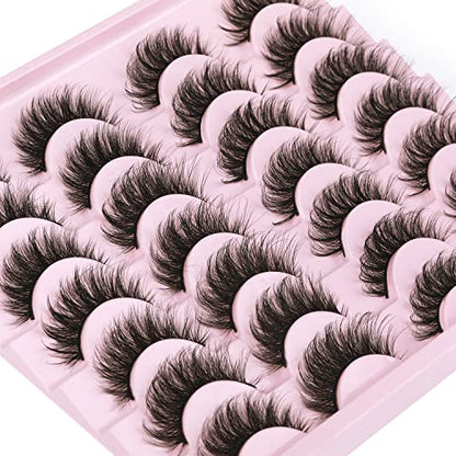 Kiromiro Wispy Faux Mink Kunstige Øjenvipper til Kvinder 14mm 14 Par