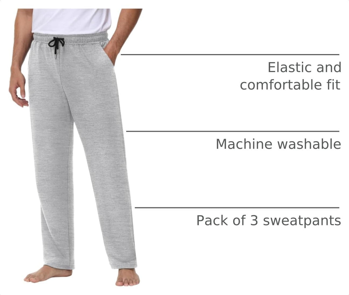 Neer Herre Træningsbukser Elastisk Talje Casual 3-Pak
