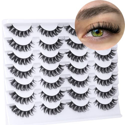 Kiromiro Wispy Faux Mink Kunstige Øjenvipper til Kvinder 14mm 14 Par
