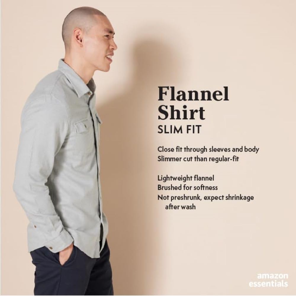 Amazon Essentials Herre Flannelskjorte Slim-Fit MAE25002FL18