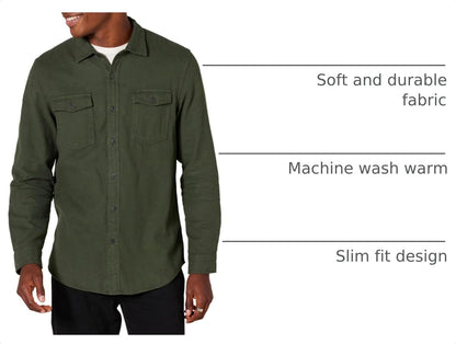 Amazon Essentials Herre Flannelskjorte Slim-Fit MAE25002FL18