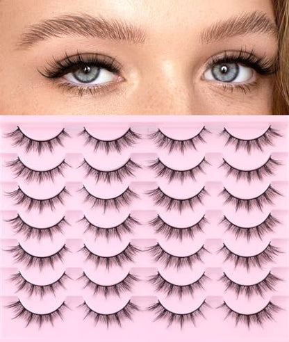 Kiromiro Wispy Faux Mink Kunstige Øjenvipper til Kvinder 14mm 14 Par
