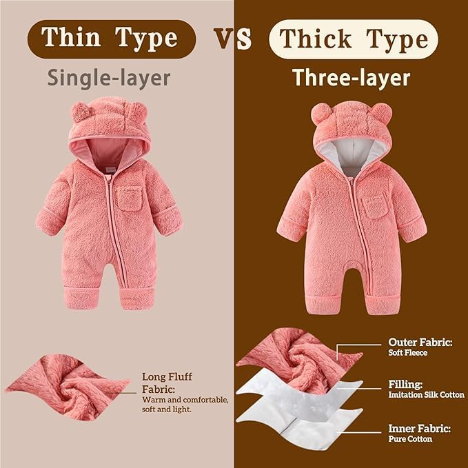Unisex Baby Flyverdragt Vinter Fleece F1727