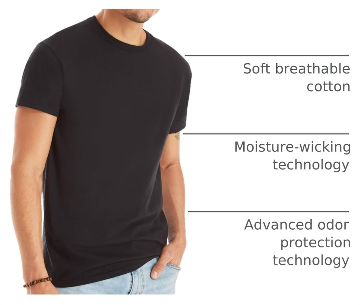 Hanes Herre Undertrøje Crew Neck Kortærmet 2135P6