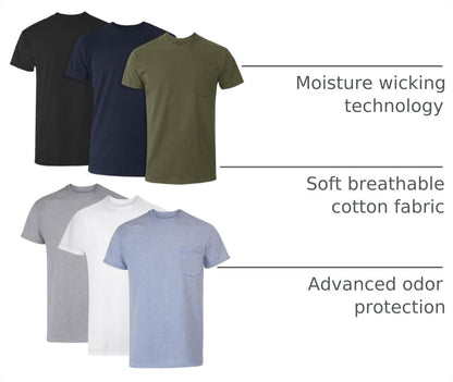 Hanes Herre T-shirt Lomme Bomuld Rund Hals 6-Pak 2135