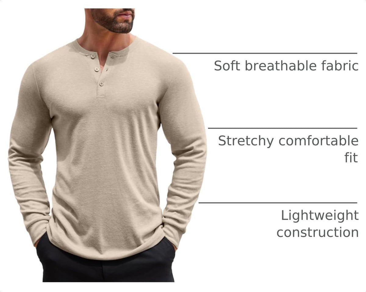 COOFANDY Herre Henley Skjorte Langærmet Ztj009440