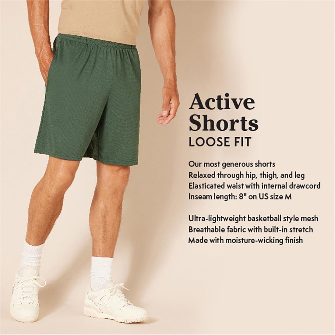 Amazon Essentials Herre Træningsshorts Basketball Loose-Fit 2-Pak 13215