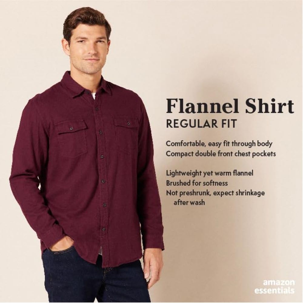 Amazon Essentials Herre Skjorte Flannel Langærmet MAE25001FL18