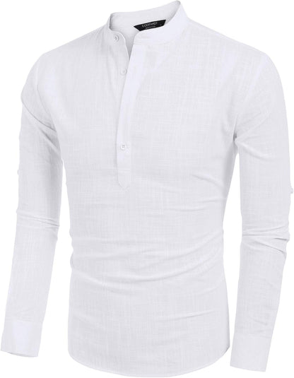 COOFANDY Herre Henley T-Shirt Langærmet Bomuld Hør ZSJ007181