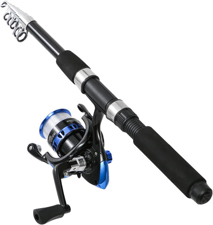 Teleskopisk Fiskestang og Fiskehjul Sæt 2 Stk. 2,1 m 24XT-LF30