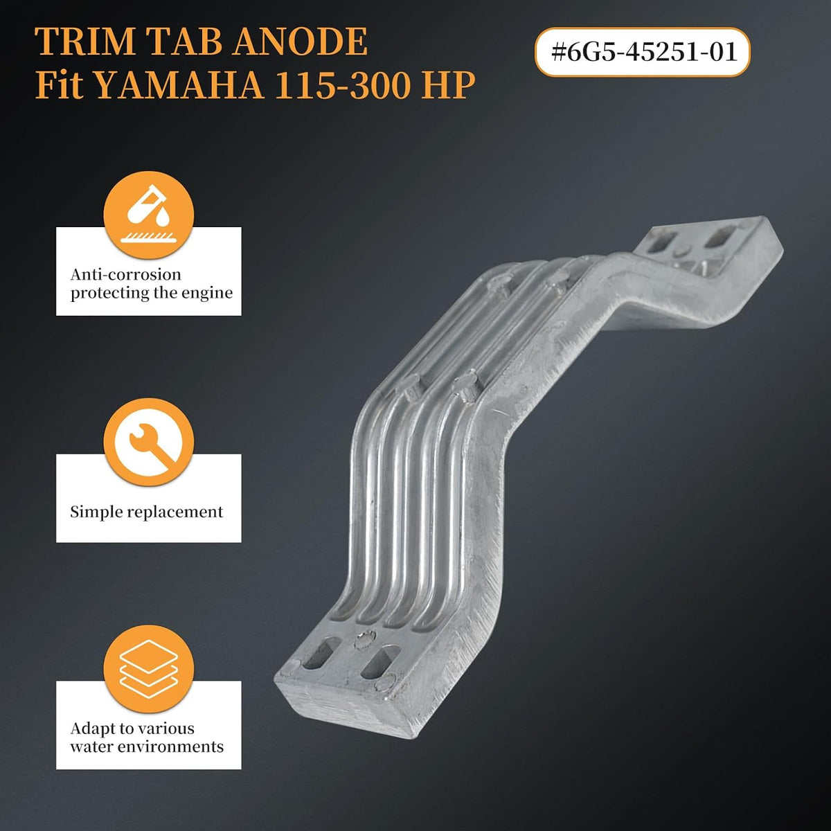 Tonvesda Bådanode til Yamaha 115-300HK 6E5-45371-01