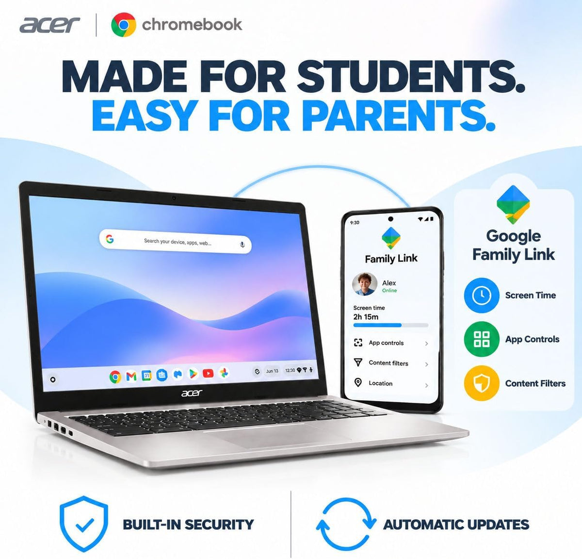 Acer Chromebook 315 15.6" Bærbar Computer Intel Celeron