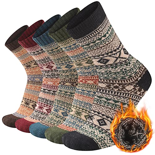 Heatuff Herre Uldsokker Vinter Varm Crew 5 Par
