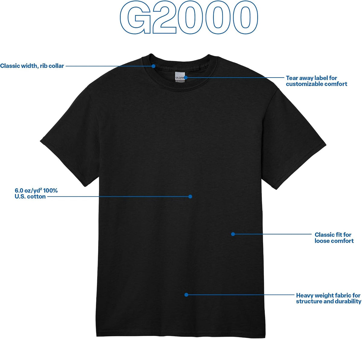 Gildan Herre T-Shirt Ultra Cotton G2000 Multipack