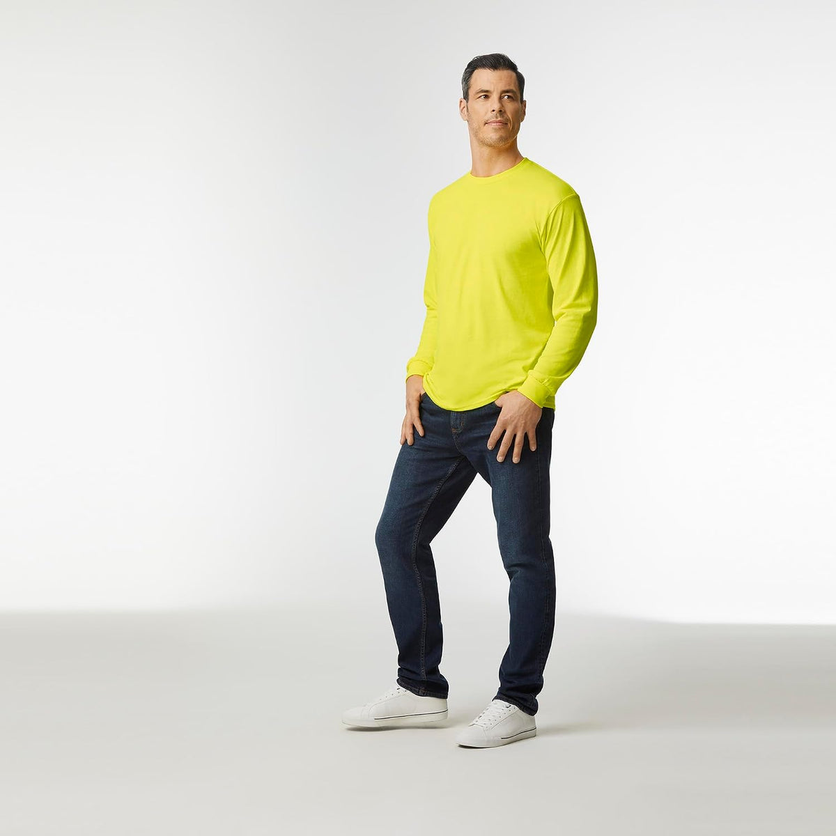 Gildan Voksen T-shirt Heavy Cotton Langærmet G5400 2-Pak