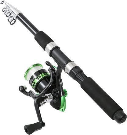 Teleskopisk Fiskestang og Fiskehjul Sæt 2 Stk. 2,1 m 24XT-LF30