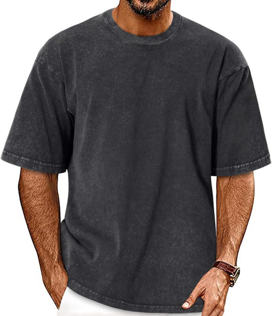 Herre T-shirt Oversized Vintage Vasket Kortærmet