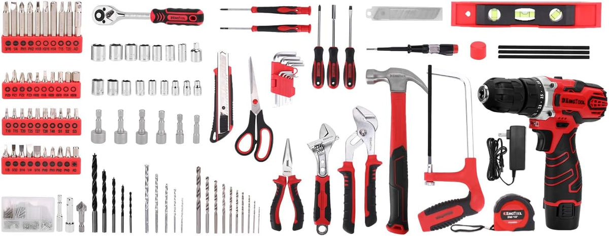 KingTool Værktøjssæt Med 12V Boremaskine 276 Dele DS01-TS276-01-RD
