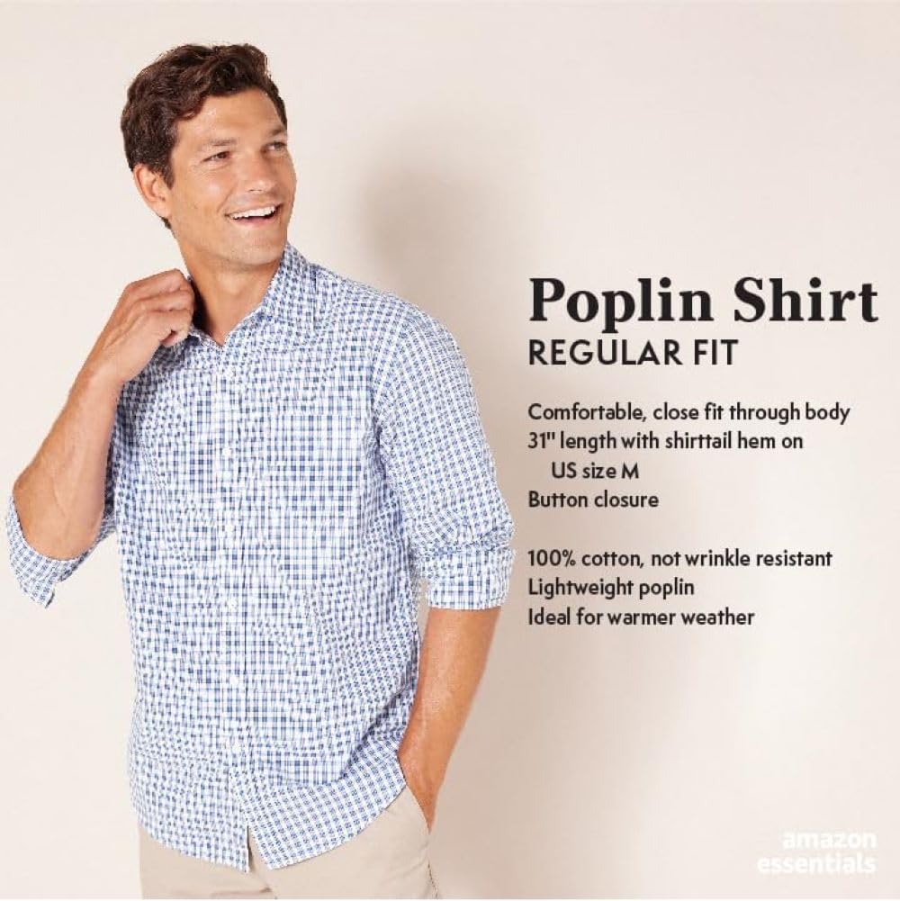 Amazon Essentials Herre Skjorte Poplin Langærmet MAE30015SP18