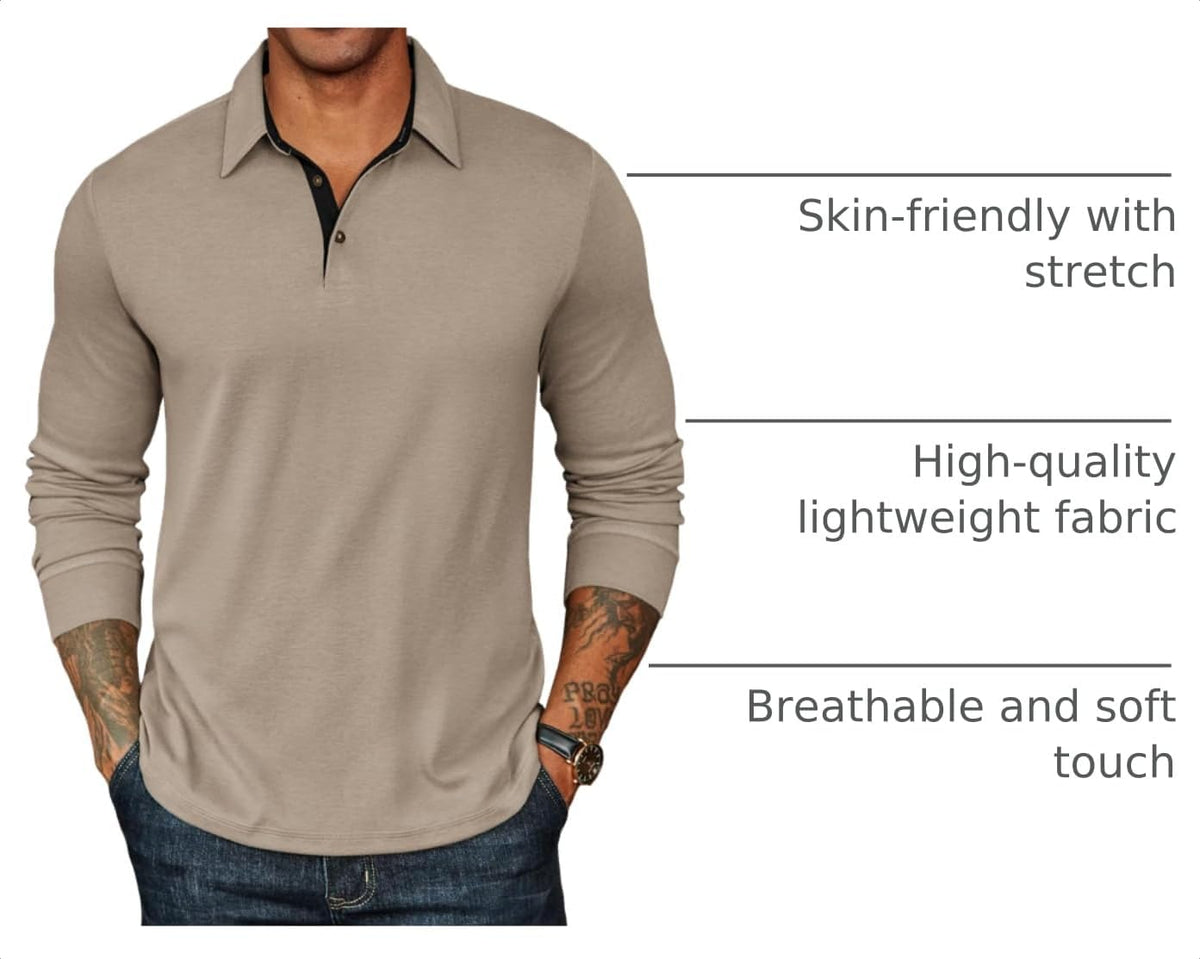COOFANDY Herre Poloshirt Langærmet Klassisk Ztj010131