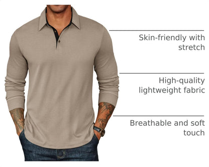 COOFANDY Herre Poloshirt Langærmet Klassisk Ztj010131