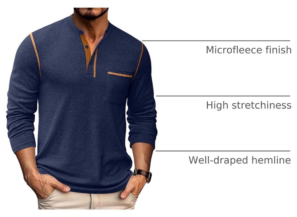 COOFANDY Herre Henley Langærmet Skjorte ZTJ010081