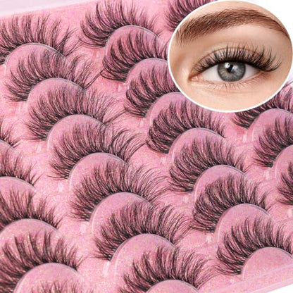 Kiromiro Wispy Faux Mink Kunstige Øjenvipper til Kvinder 14mm 14 Par