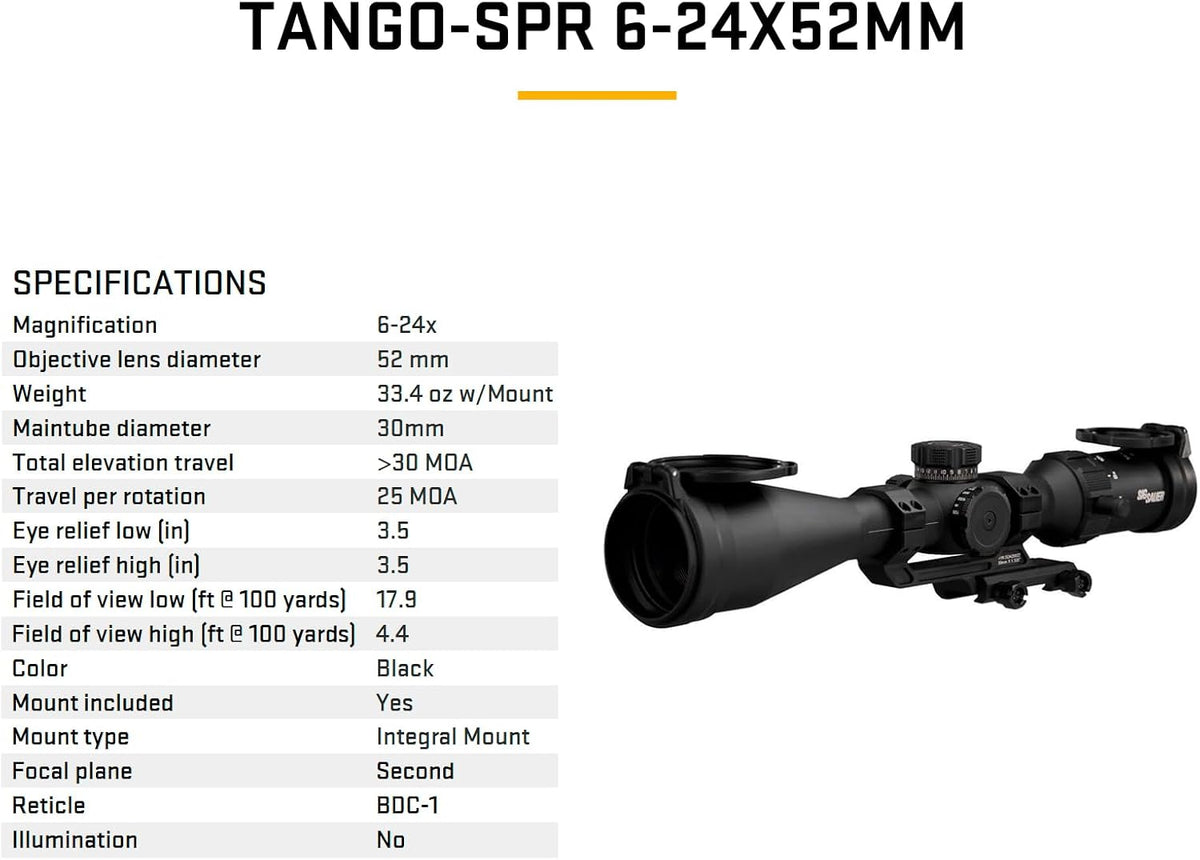 SIG SAUER Kikkertsigte Tango-SPR 6-24x52mm 30mm Tube
