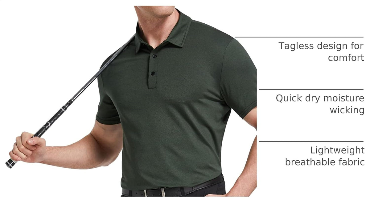 TELALEO Herre Poloshirt Kortærmet Golf Performance 5-Pak