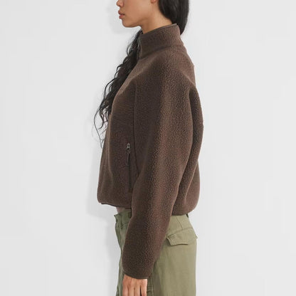 Dame Fleece Pullover Lynlås Varm Sherpa