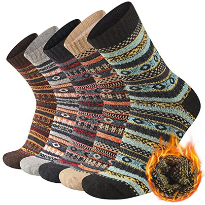 Heatuff Herre Uldsokker Vinter Varm Crew 5 Par