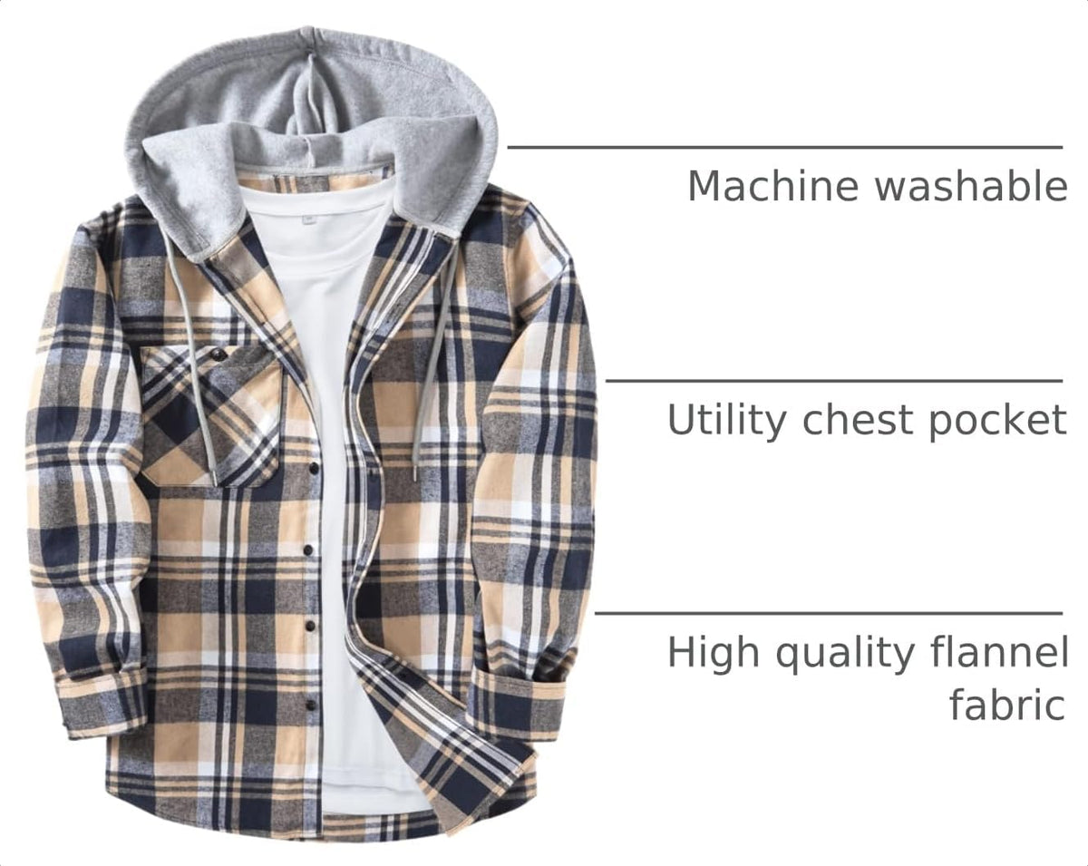 ZITY Herre Skjorte Flannel Hoodie Casual Langærmet