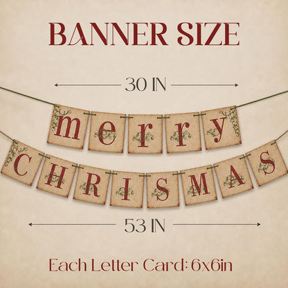 ORIENTAL CHERRY Vintage Merry Christmas Banner MM017