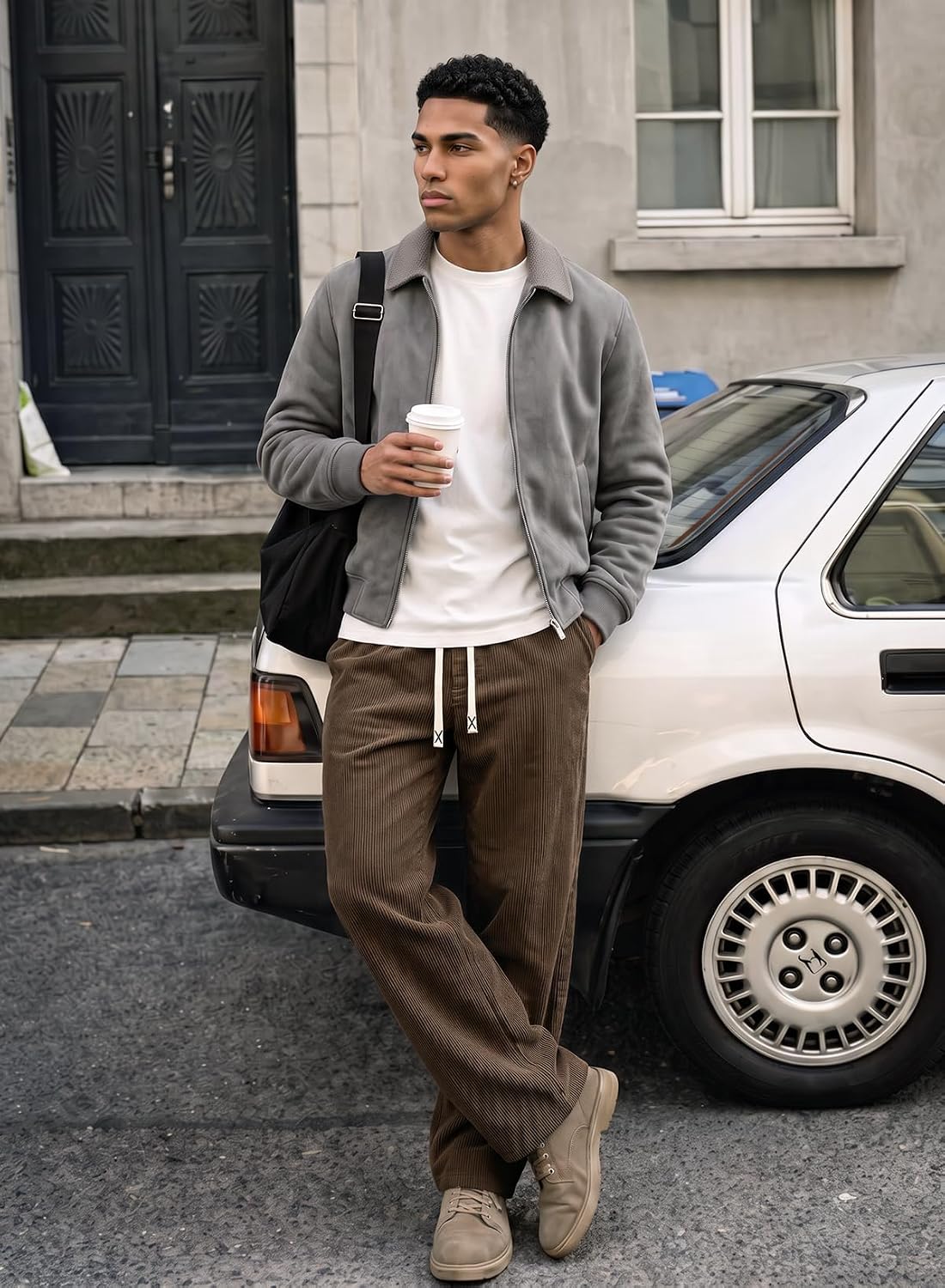 JMIERR Herre Fløjlsbukser Wide Leg Baggy Sweatpants