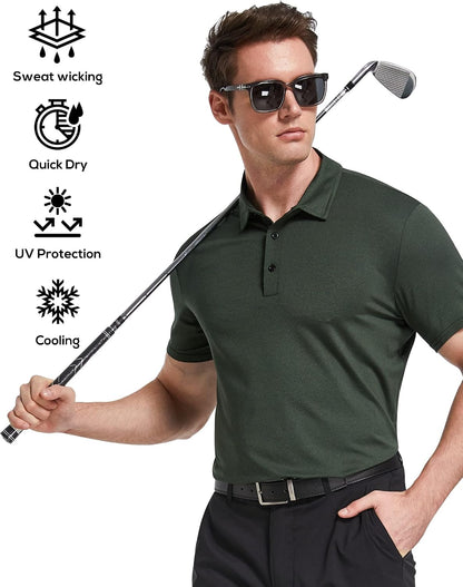TELALEO Herre Poloshirt Kortærmet Golf Performance 5-Pak