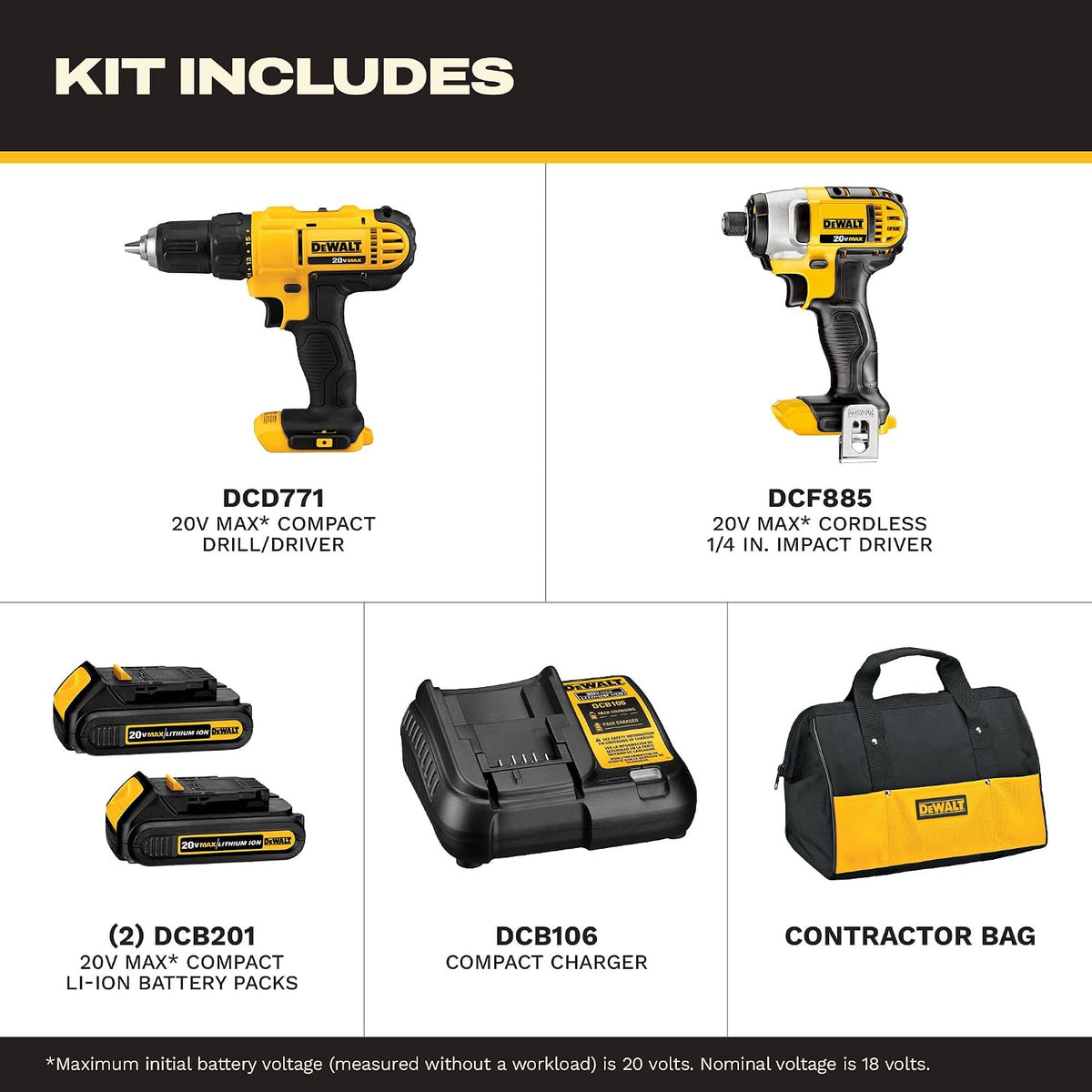 DEWALT Boremaskine og Slagskruetrækker 20V MAX DCK240C2