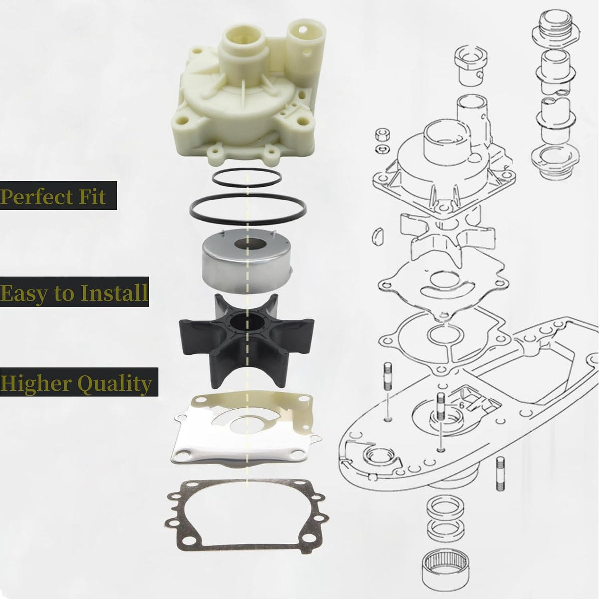 Vandpumpe Impeller Reparationssæt til Yamaha 150-300HK 61A-W0078