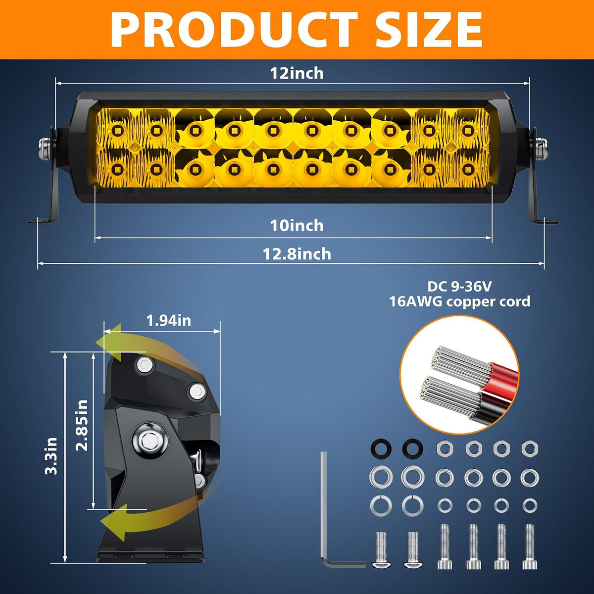 EK ENNOKING Gul LED Light Bar 100W S5D6