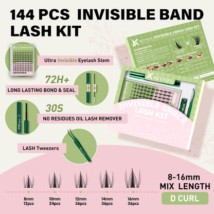 KEYYOU Fairy Lash Clusters Kit Kunstige Øjenvipper til Kvinder