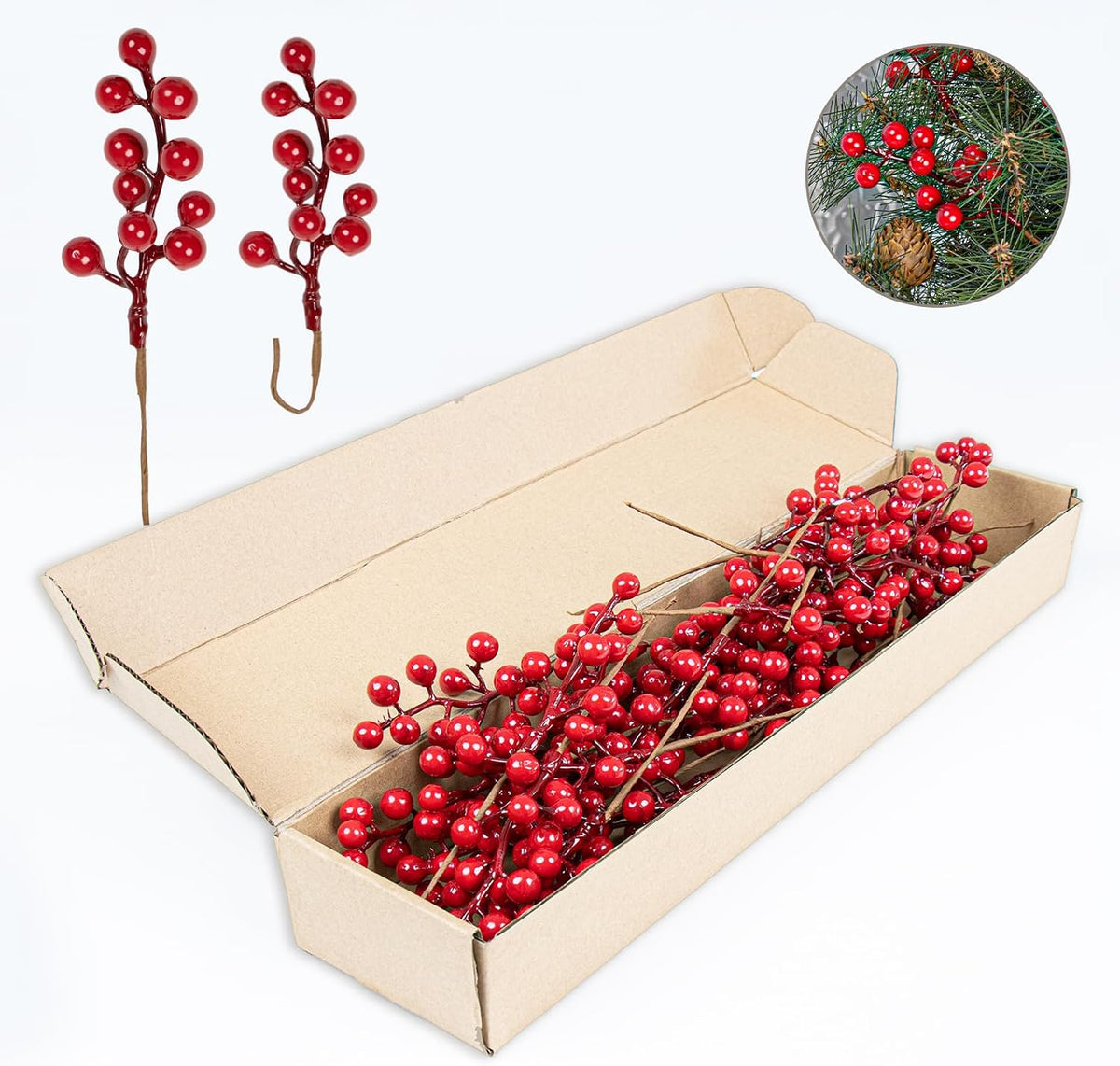 Kunstige Bærgrene Juledekoration 16.5 cm 32 Stk. JX-2343