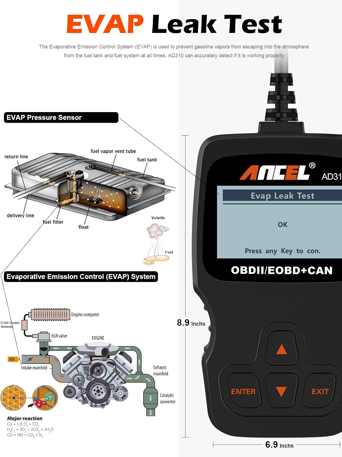 ANCEL AD310 OBD2 Fejlkodelæser Scanner Værktøj Sort