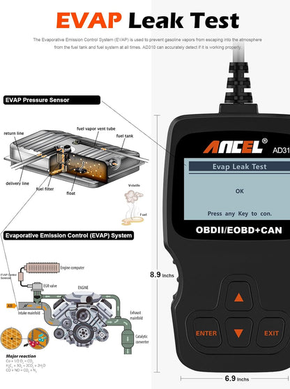 ANCEL AD310 OBD2 Fejlkodelæser Scanner Værktøj Sort