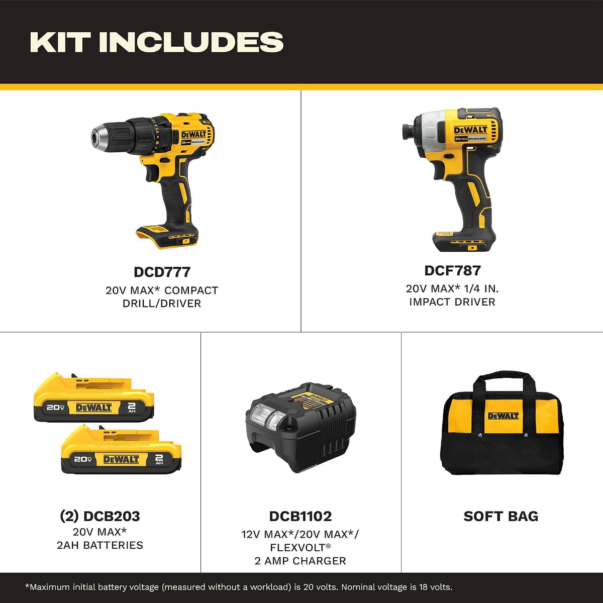 DEWALT Boremaskine Og Slagskruetrækker Sæt 20V MAX DCK277D2