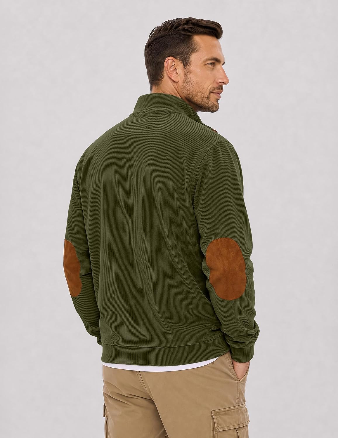 JMIERR Herre Sweatshirt Fløjl Quarter Button Pullover