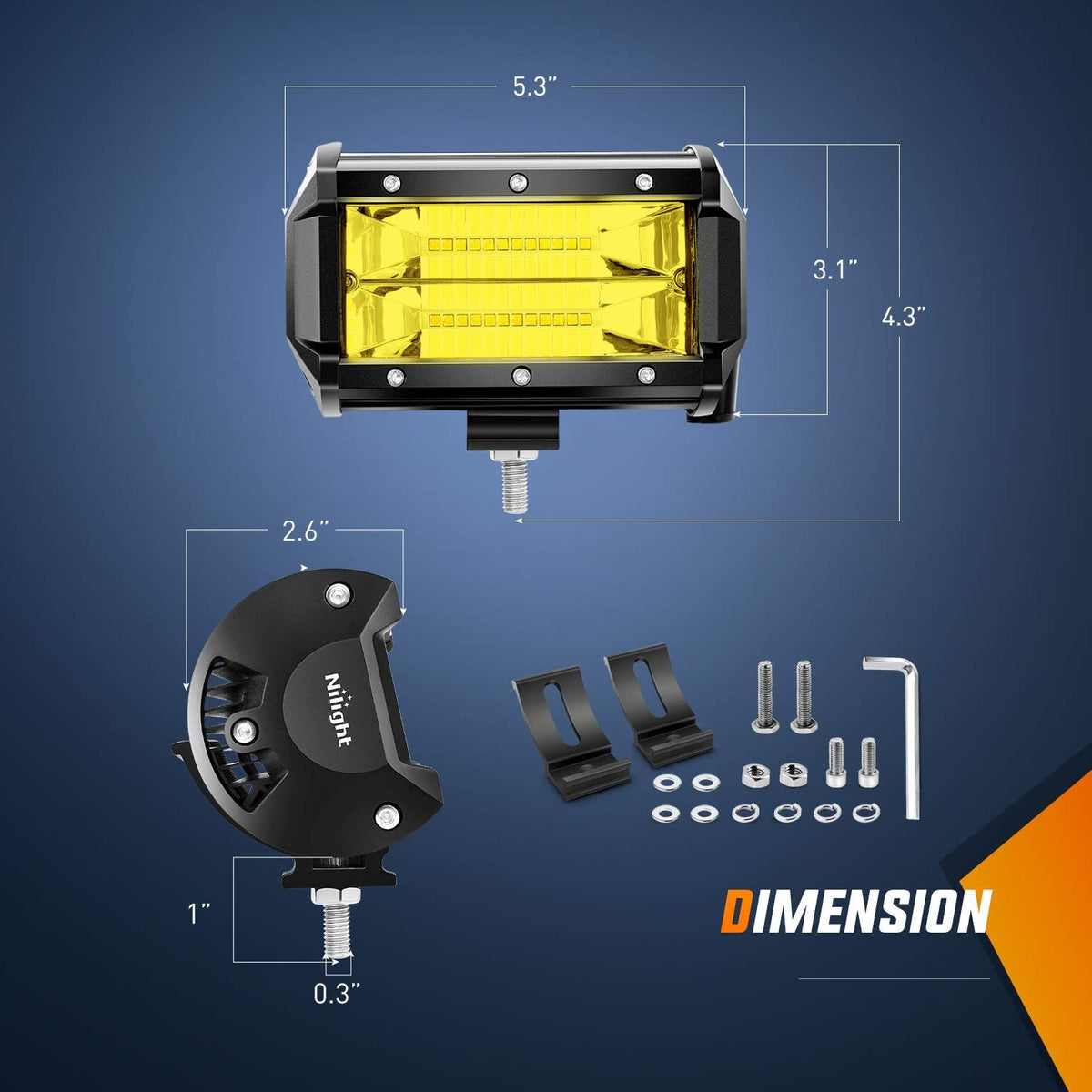 Nilight LED Arbejdslygter 12.7 cm 2 Stk. 72W 18030C-A