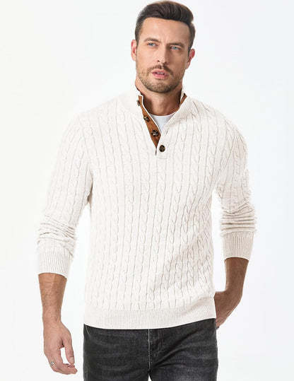 JMIERR Herre Striktrøje Kabelstrik Langærmet Pullover