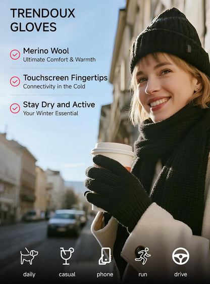 TRENDOUX Unisex Handsker Vinter Merinould Touchscreen