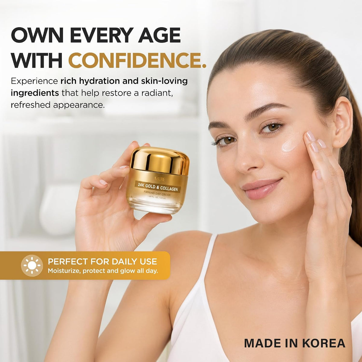 Azure Cosmetics 24K Gold & Collagen Face Moisturizer Fugtighedscreme 50ml